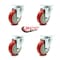 Service Caster 4 Inch Red Polyurethane Wheel Swivel Top Plate Caster Set SCC-20S414-PPUB-RED-4 - alternate 6